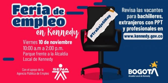 #TrabajoSíHay | Asiste a la feria de empleo de la Alcaldía Local de Kennedy este 10 de noviembre