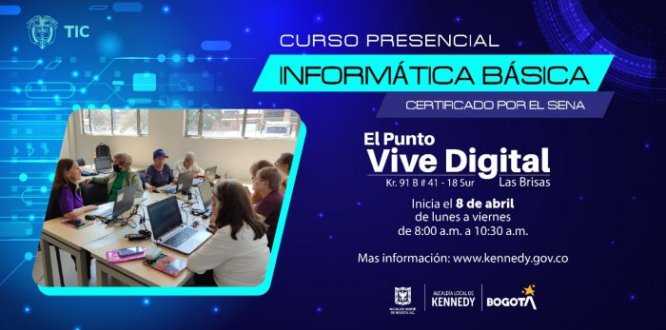 Certifícate gratis con el Sena en informática básica en el Punto Vive Digital de Patio Bonito