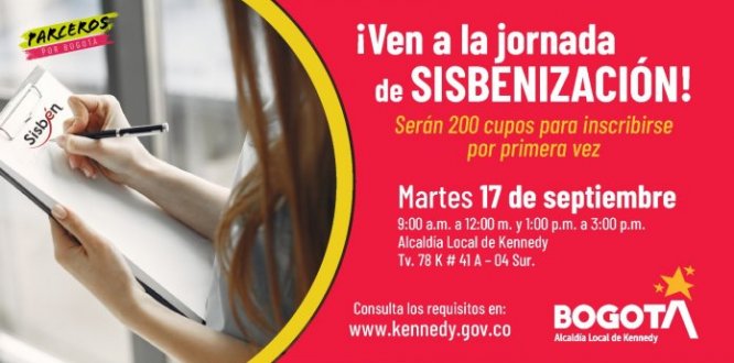 Este 17 de septiembre habrá jornada de sisbenización en la Alcaldía Local de Kennedy