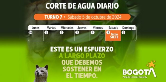 Entre todos cuidamos el agua: Estos son los barrios de Kennedy que tendrán racionamiento el sábado 5 de octubre