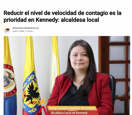Reducir el nivel de velocidad de contagio es la prioridad en Kennedy: alcaldesa local - Confidencial Colombia