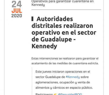 Autoridades distritales realizaron operativo en el sector de Guadalupe - Kennedy - Portal Bogotá