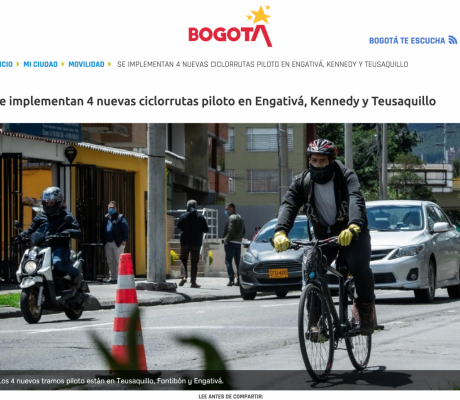 Se implementan 4 nuevas ciclorrutas piloto en Engativá, Kennedy y Teusaquillo - Portal Bogotá