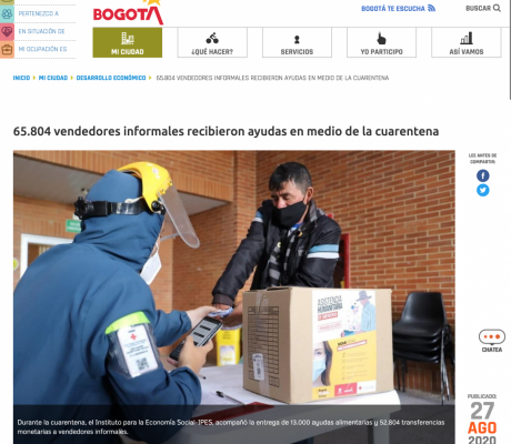 65.804 vendedores informales recibieron ayudas en medio de la cuarentena - Portal Bogotá