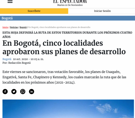 En Bogotá, cinco localidades aprobaron sus planes de desarrollo